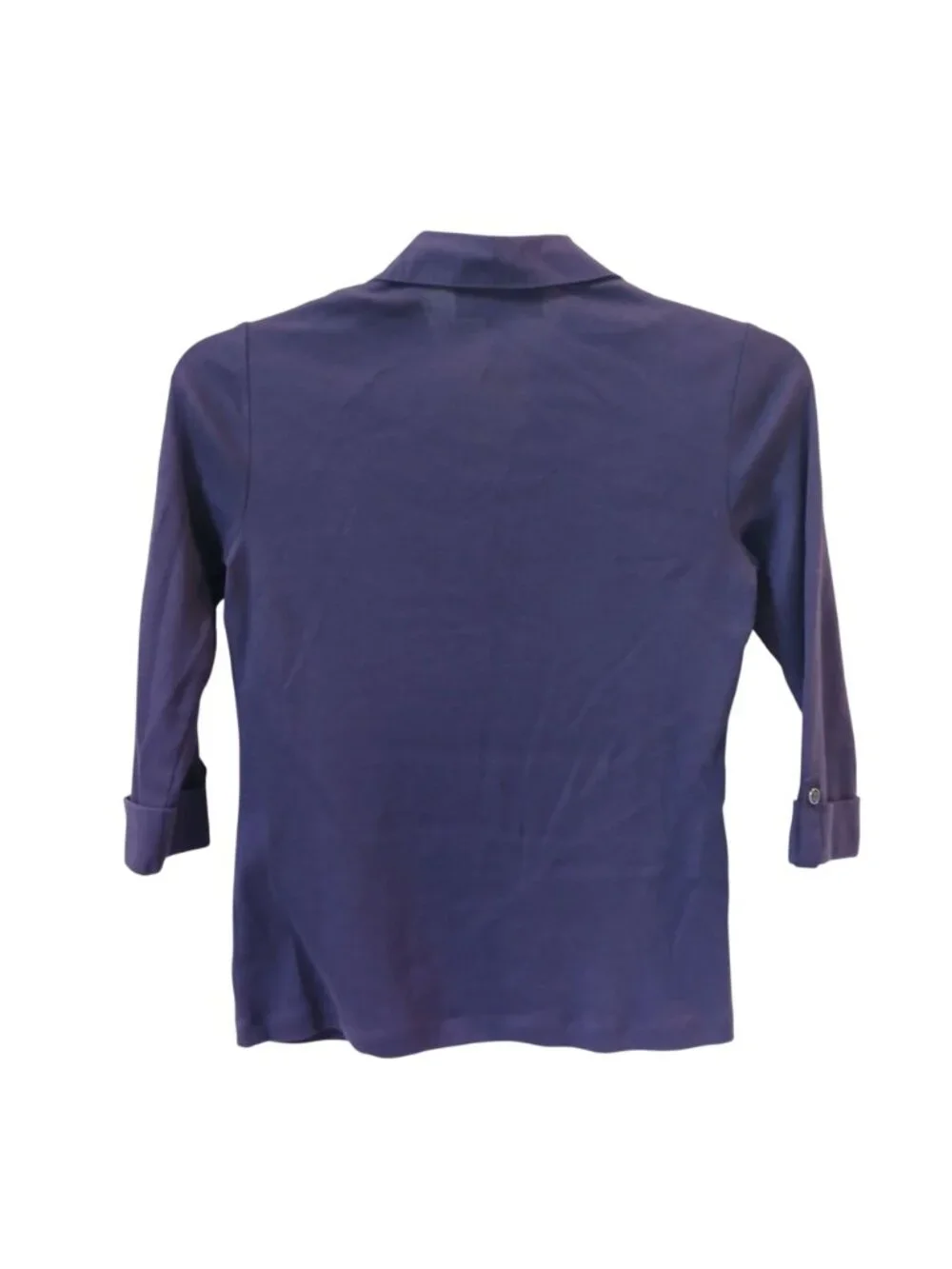 Karen Scott Petite Small PS Purple Cotton 3/4 Sleeve Polo Shirt Button NWOT D-27 - Picture 2 of 8